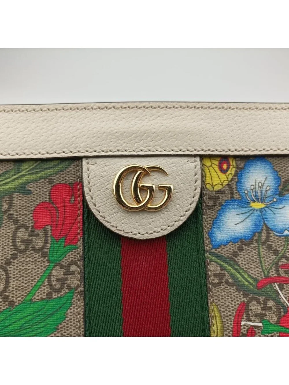 Gucci Ophidia Beige White Multicolor Leather Shoulder Bag